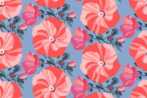 Art floral vector seamless pattern. Garden flowers Stock Illustration