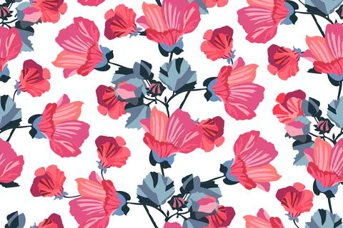 Art floral vector seamless pattern. Garden flowers Stock Illustration