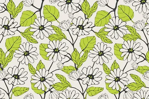 Art floral vector seamless pattern with flowers. Stock Illustration