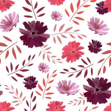 Art floral vector seamless pattern. Summer, autumn garden flowers. Stock Illustration
