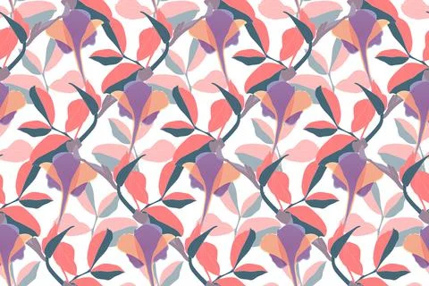 Art floral vector seamless pattern. Coral cleaves. Stock Illustration