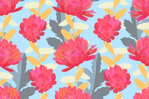 Art floral vector seamless pattern. Pink flowers. 스톡 일러스트