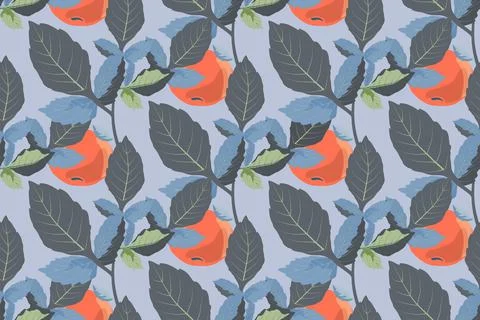 Art floral vector seamless pattern with winter apples. Stock Illustration