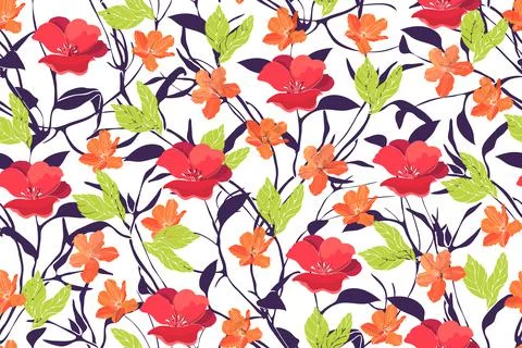 Art floral vector seamless pattern Spring flowers Stock Illustration