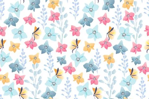 Art floral vector seamless pattern. Pastel flowers Stock Illustration
