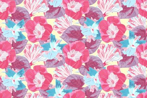 Art floral vector seamless pattern with glory. Stock Illustration