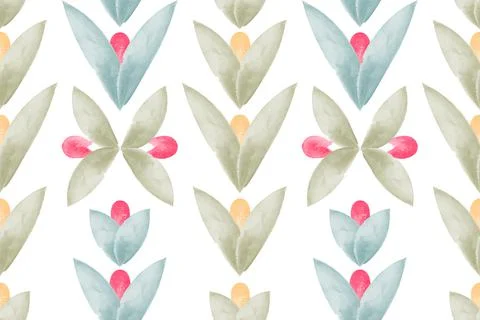 Art floral vector seamless pattern. Naive art. Scandinavian style. Stock Illustration