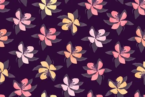 Art floral vector seamless pattern. Pink flowers Art floral vector seamles... Stock Photos
