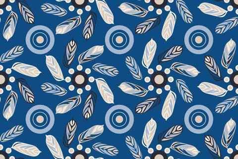 Art floral vector seamless pattern. Blue leaves. Art floral vector seamles... Stock Photos
