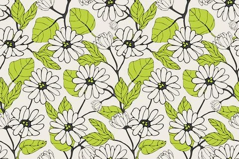 Art floral vector seamless pattern with flowers. Art floral vector seamles... Stock Photos
