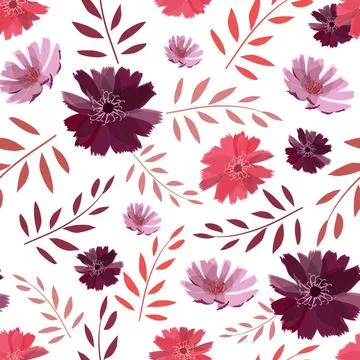 Art floral vector seamless pattern. Summer, autumn garden flowers. Art flo... Stock Photos