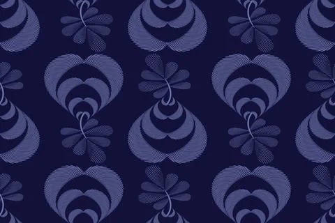 Art floral vector seamless pattern. Blue fluted leaves on twigs isolated o... 写真素材