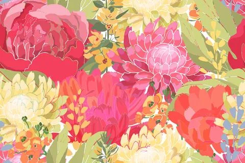 Art floral vector seamless pattern with flowers. Art floral vector seamles... Stock Photos
