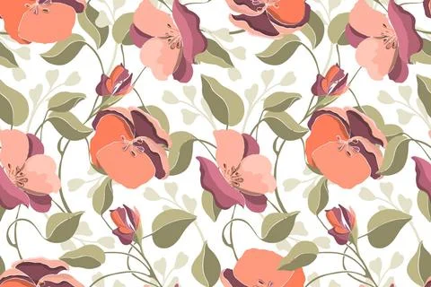 Art floral vector seamless pattern. Pink geranium. Art floral vector seaml... Stock Photos