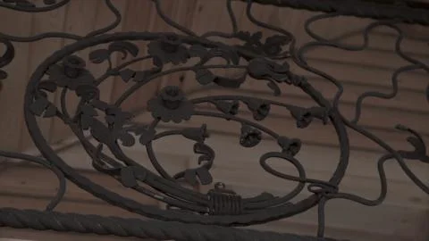 Art forging elements and iron fence. Rough Metal Curly Decorative Elements Stock Photos