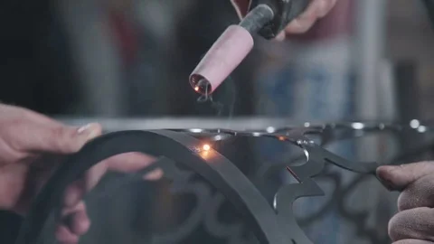 Art forging. The process of manufacturing a decorative metal product Stock Footage 74695603