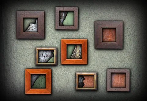 Art frames with grungy rusty textures Illustrazione stock