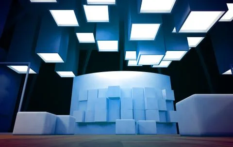Art gallery with blank frames, modern building, conceptual architecture イラスト素材