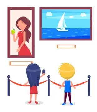 Art Gallery Excursion for School Children Vector Stock Illustration