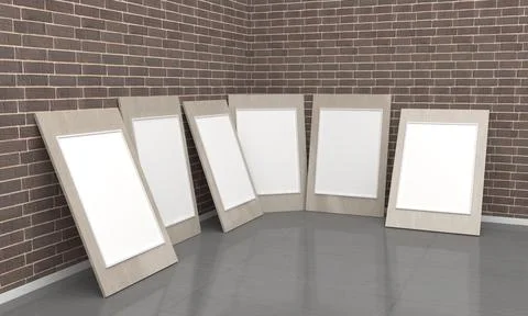 Art Gallery Frames Muckup 3D Illustration Stockillustratie