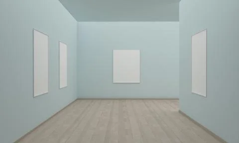 Art Gallery Frames Muckup 3D Illustration 스톡 일러스트
