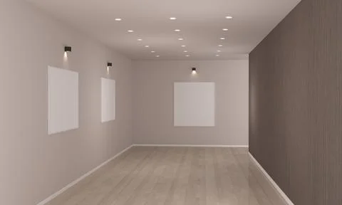 Art Gallery Frames Muckup 3D Illustration 스톡 일러스트