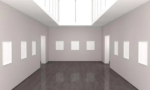 Art Gallery Frames Muckup 3D Illustration Stock Illustration