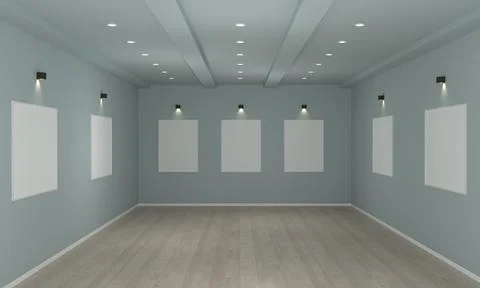 Art Gallery Frames Muckup 3D Illustration Illustrazione stock