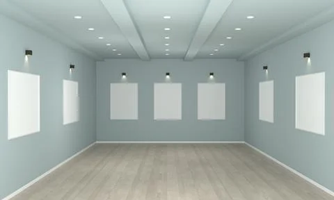 Art Gallery Frames Muckup 3D Illustration Illustrazione stock