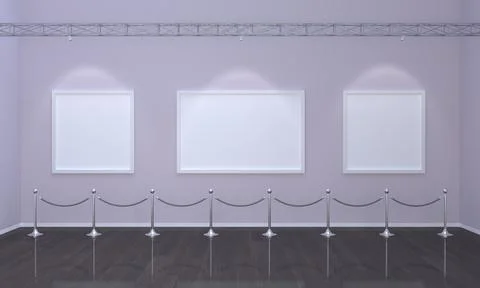 Art Gallery Frames Muckup 3D Illustration 스톡 일러스트