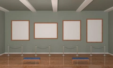 Art Gallery Frames Muckup 3D Illustration 스톡 일러스트