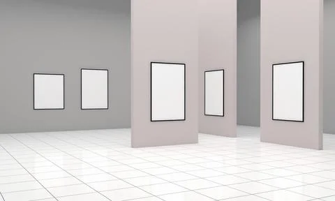 Art Gallery Frames Muckup 3D Illustration 스톡 일러스트