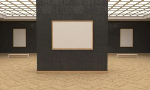 Art Gallery Frames Muckup 3D Illustration Illustrazione stock