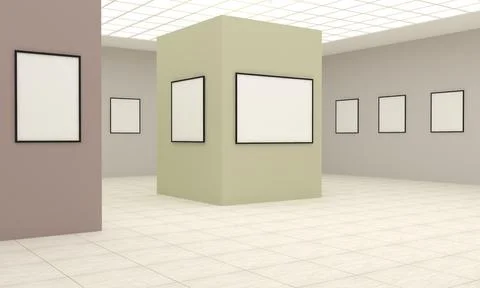 Art Gallery Frames Muckup 3D Illustration Illustrazione stock