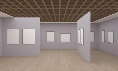 Art Gallery Frames Muckup 3D Illustration Stockillustratie