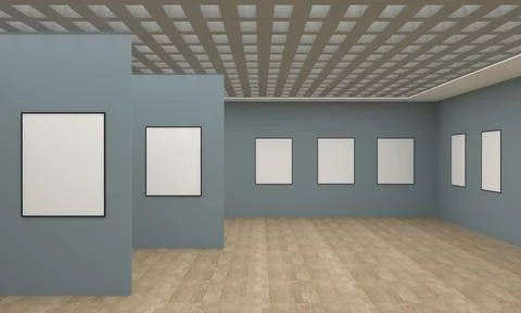 Art Gallery Frames Muckup 3D Illustration 스톡 일러스트