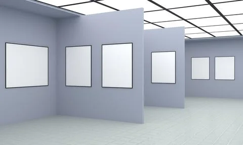 Art Gallery Frames Muckup 3D Illustration Illustrazione stock