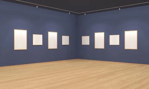 Art Gallery Frames Muckup 3D Illustration Stockillustratie
