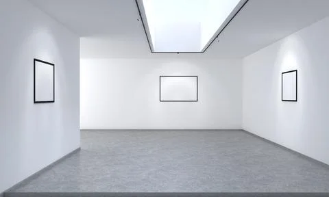 Art Gallery Frames Muckup 3D Illustration 스톡 일러스트