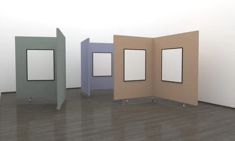 Art Gallery Frames Muckup 3D Illustration Illustrazione stock