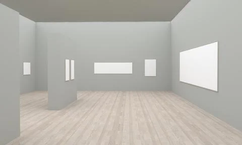 Art Gallery Frames Muckup 3D Illustration 스톡 일러스트