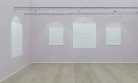 Art Gallery Frames Muckup 3D Illustration 스톡 일러스트
