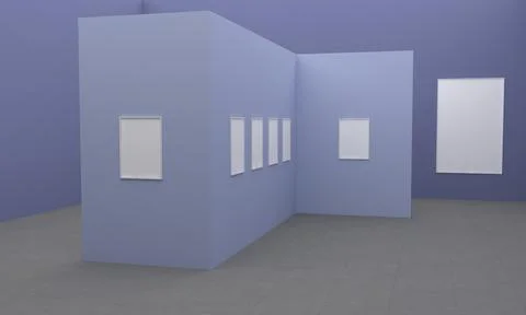 Art Gallery Frames Muckup 3D Illustration 스톡 일러스트
