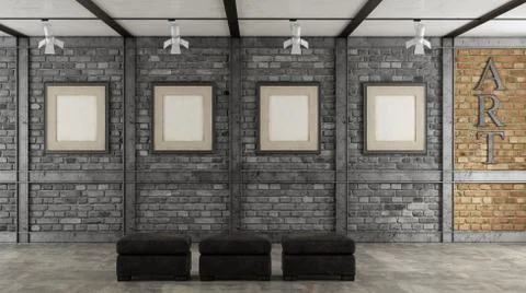 Art gallery in a loft Stock Illustration