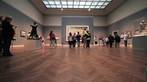 Art Gallery Timelapse, Art Institute Chicago Stock Footage