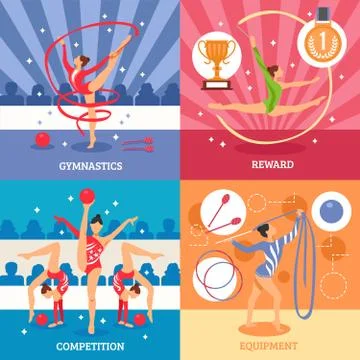 Art Gymnastics 2x2 Design Concept Stock Illustration