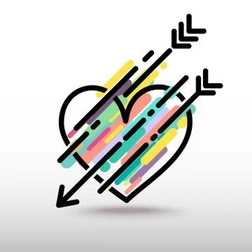 Art of heart with arrow Stock Illustration