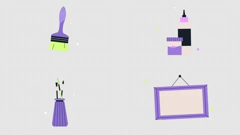 Art Icons Motion Graphics Pack Stock Footage 286932722