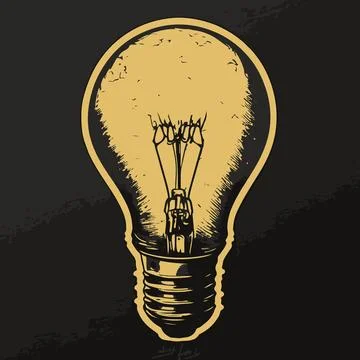 Art of Ilyich's yellow light bulb on a dark background Stock Illustration