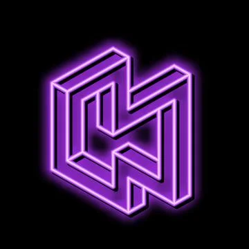 Art impossible geometric shape neon glow icon illustration Illustrazione stock